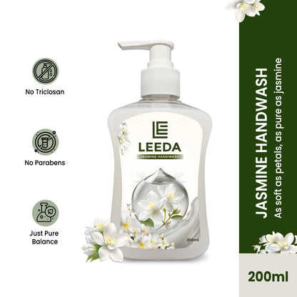 Leeda Jasmine Handwash 200 Ml | Calming Essence, Paraben-Free | Rich Lathering Formula
