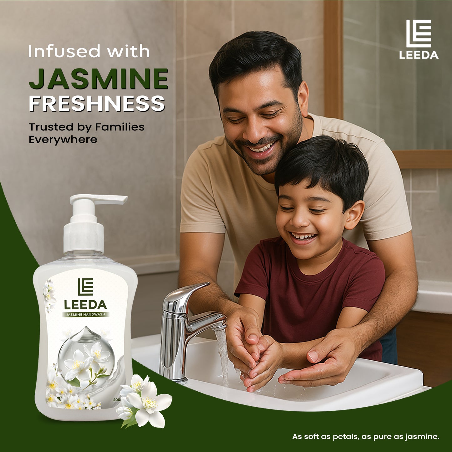 Leeda Jasmine Handwash 200 Ml | Calming Essence, Paraben-Free | Rich Lathering Formula