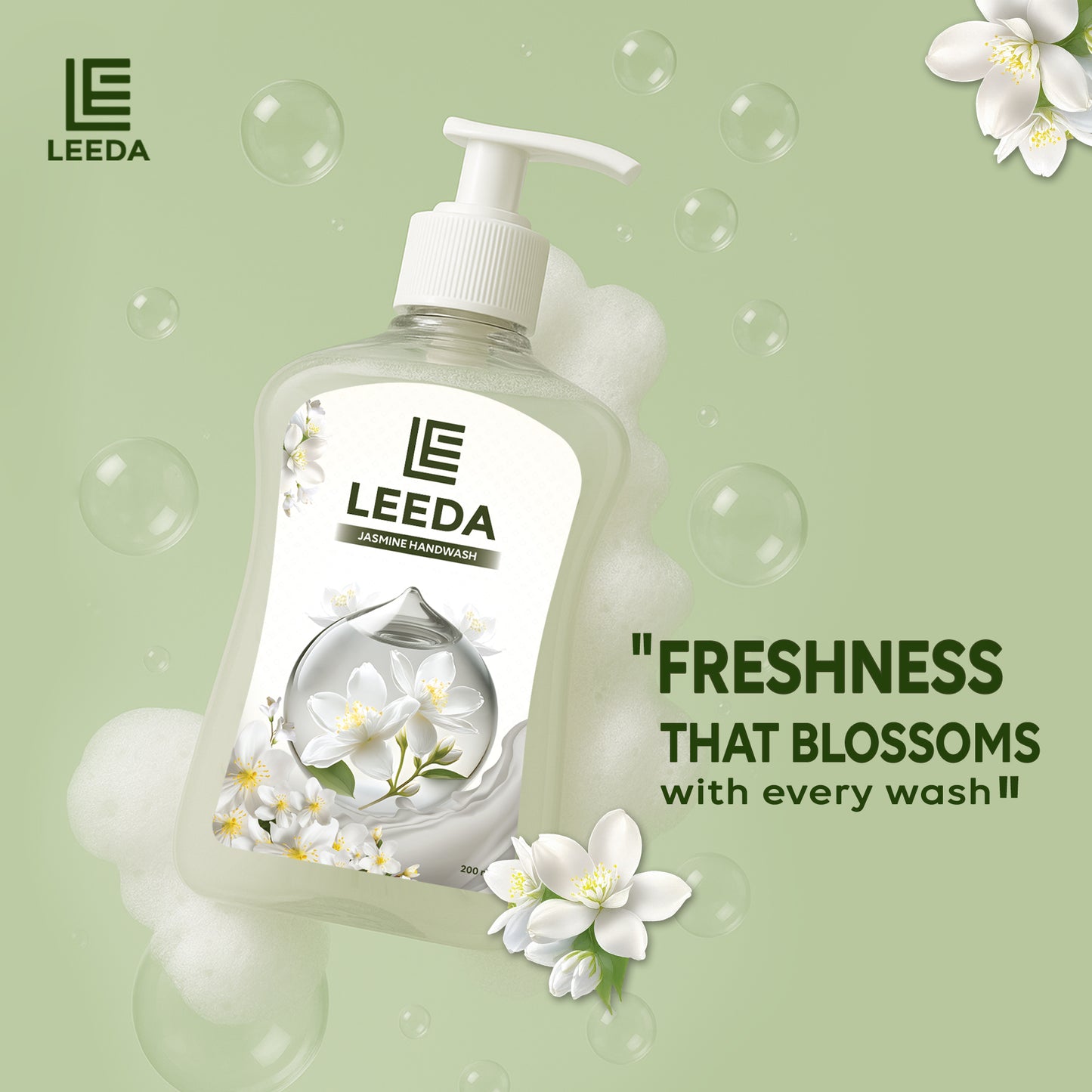 Leeda Jasmine Handwash 200 Ml | Calming Essence, Paraben-Free | Rich Lathering Formula